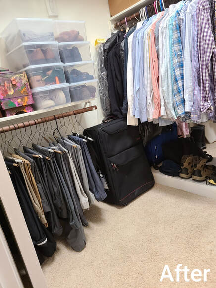 professionally organized unpacking master closet
