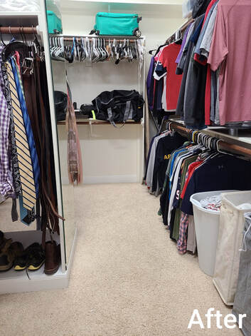 professionally organized unpacking master closet